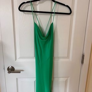 Green slip mini dress
